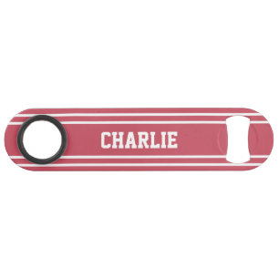 Coral Red Stripes aangepast monogram flesopener Speed Flessenopener