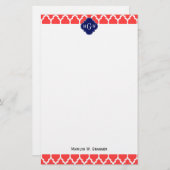 Coral Red Wht Moroccan #4 Briefpapier (Voorkant / Achterkant)