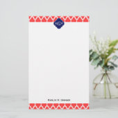 Coral Red Wht Moroccan #4 Briefpapier (Staand voorkant)