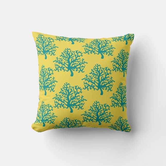 Coral Reef Bright Beach Coussin Turquoise (Recto)