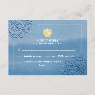 Coral Reef Seashell Beach Wedding Cartes RSVP