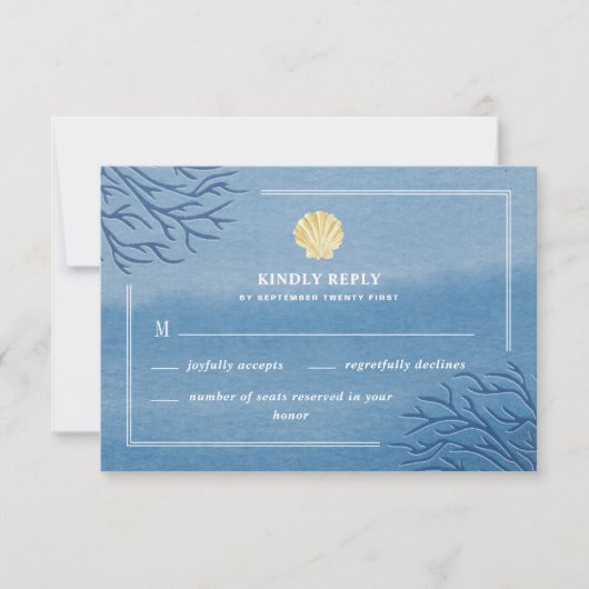Coral Reef Seashell Beach Wedding Cartes RSVP (Devant)