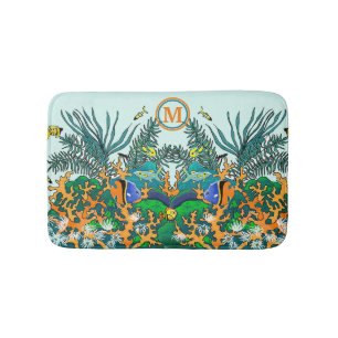 Coral Reef Tropical Fish Monogram Badmat