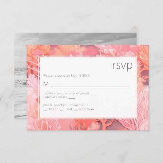 Coral Reef Vibrant rose vif RSVP (Devant / Derrière)
