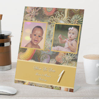 Coral Reef Vintage Photo Age Wedding Table Number Reclamebord Met Voetstuk