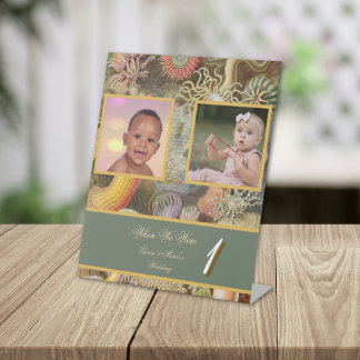 Coral Reef Vintage Photo Age Wedding Table Number Reclamebord Met Voetstuk