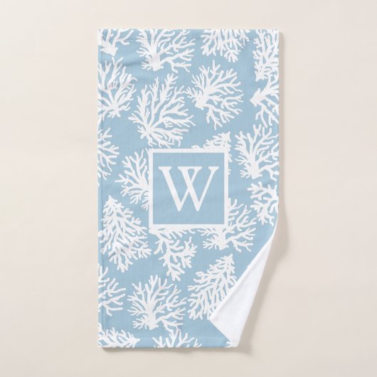 Coral Reefs été plage côtière monogramme extérieur (Serviette à main)