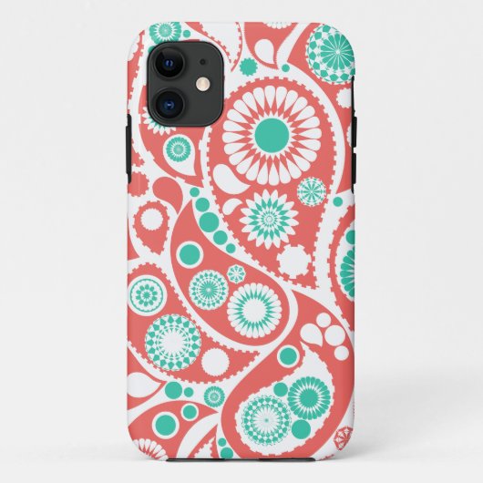 Coral Retro Paisley Pattern Case-Mate iPhone Case (Achterkant)