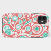 Coral Retro Paisley Pattern Case-Mate iPhone Case (Achterkant (horizontaal))