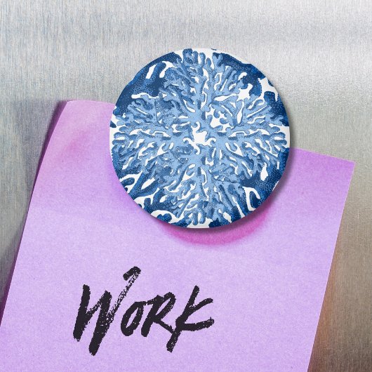 Coral Rococo in Blue Indigo Option 1 Magnet Magneet