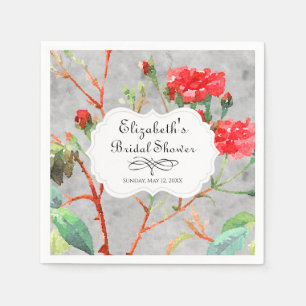  Coral Roos Floral Waterverf Vrijgezellenfeest Servet