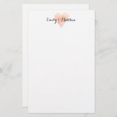 Coral rose aquarelle coeur mariage papeterie (Devant / Derrière)