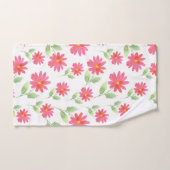 Coral rose aquarelle Motif marguerite (Serviette à main)