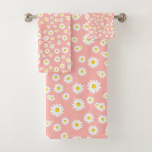 Coral rose Boho Motif de marguerites de printemps