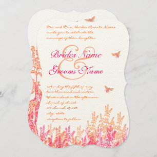 Coral rose Bumblebebe Fleur sauvage Faire-part de