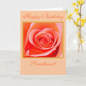 Coral Rose en Fleur Bonne carte d'anniversaire (Fleur jaune)