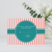 Coral rose et blanc rayures et mariage Teal RSVP (Debout devant)