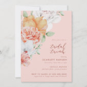 Coral rose Floral Bridal Brunch Shoch Invitation (Devant)