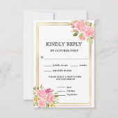 Coral rose Floral Options de repas RSVP Invitation (Devant)