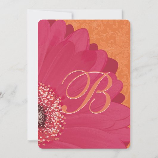 Coral rose Gerber Daisy Faire-part de mariage (Dos)