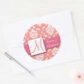 Coral rose Mariage damassé Favoriser Sticker rose (Enveloppe)