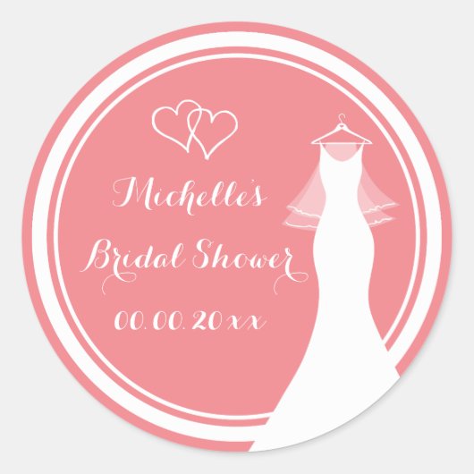 Coral rose mariage robe auto-collants douche nupti (Devant)