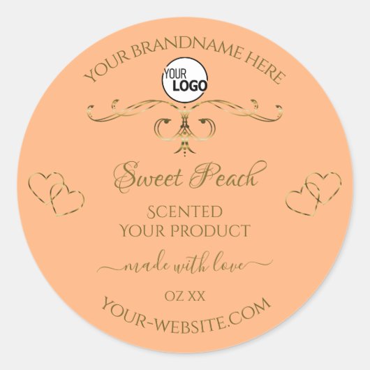 Coral Rose Produit Étiquettes Gold Ornate Heart Lo (Devant)