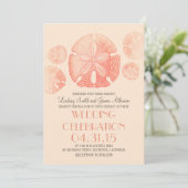 Coral rose sable dollars plage mariage invitations (Debout devant)