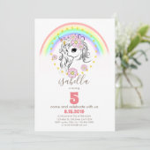 Coral rose Unicorn PluieBow Girl Cartes d'annivers (Debout devant)