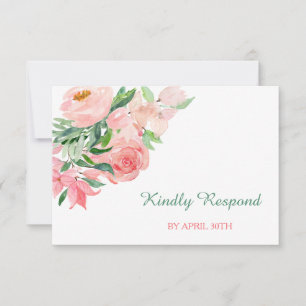 Coral Rose Vert Floral Mariage Menu RSVP