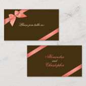 Coral Rouge Ruban Invité Table Carte Place (Devant / Derrière)