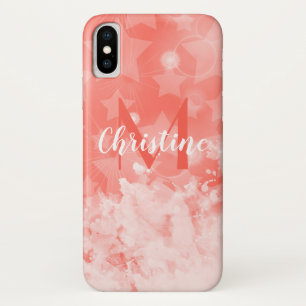 Coral roze sterren patroon Moderne grafische monog iPhone X Hoesje