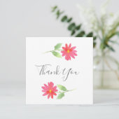 Coral Roze Waterverf Daisy Dank je kaart (Staand voorkant)