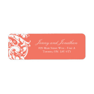Coral RSVP-Adresetiketten Etiket
