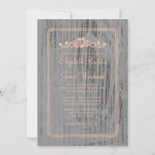 Coral Rustic Country Burlap Invitations de mariage (Devant)