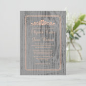 Coral Rustic Country Burlap Invitations de mariage (Debout devant)