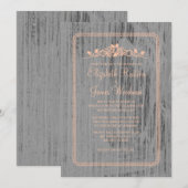 Coral Rustic Country Burlap Invitations de mariage (Devant / Derrière)
