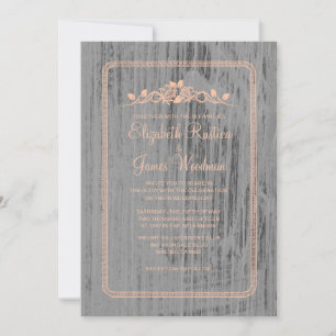 Coral Rustic Country Burlap Invitations de mariage