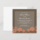 Coral Rustic Floral Fête des mariées Invitation (Devant / Derrière)