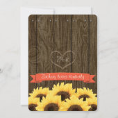 CORAL RUSTIC SUNFLOWER WEDDING INVITATION KAART (Achterkant)