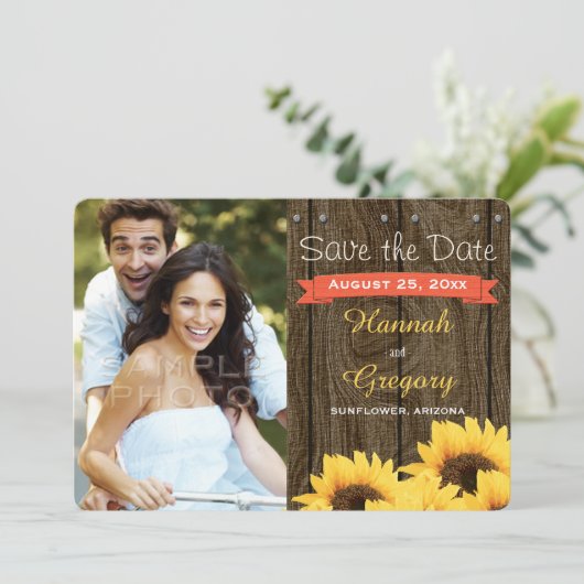 CORAL RUSTIC SUNLOWER ENREGISTRER LA CARTE DE DATE (Debout devant)