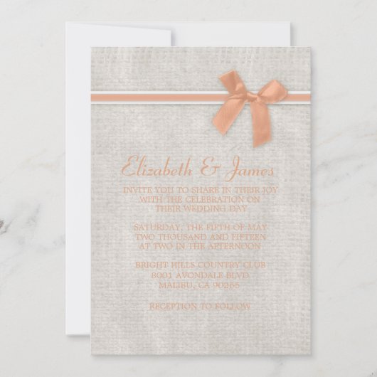 Coral Rustique Floral / Fleur Mariage Invitations (Devant)