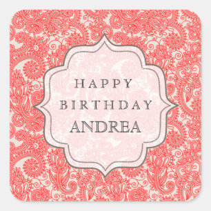 Coral Salmon Birthday Dessert Table Label Label