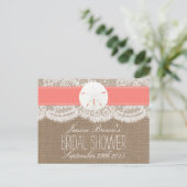 Coral Sand Dollar Beach Vrijgezellenfeest Recept K Uitnodiging Briefkaart (Staand voorkant)