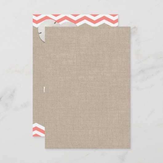 Coral Sand Dollar & Chevron RSVP (Voorkant / Achterkant)