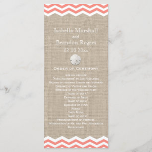 Coral Sand Dollar & Chevron Wedding Programme