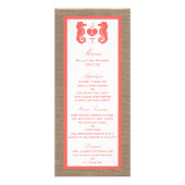 Coral Seahorse Burlap Beach Wedding Menu (Devant)
