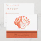 Coral Shell Beach Wedding Carte postale RSVP (Devant / Derrière)