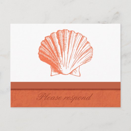 Coral Shell Beach Wedding Carte postale RSVP (Devant)