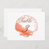 Coral Shells Beach Wedding Tableau Numéro Cartes (Devant / Derrière)